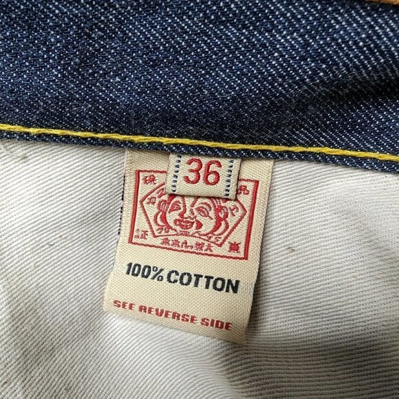 Evisu No 2 Lot 0001 Jeans Tag Size 36 Gold Embroidered Button Fly Blue Denim - Picture 8 of 10